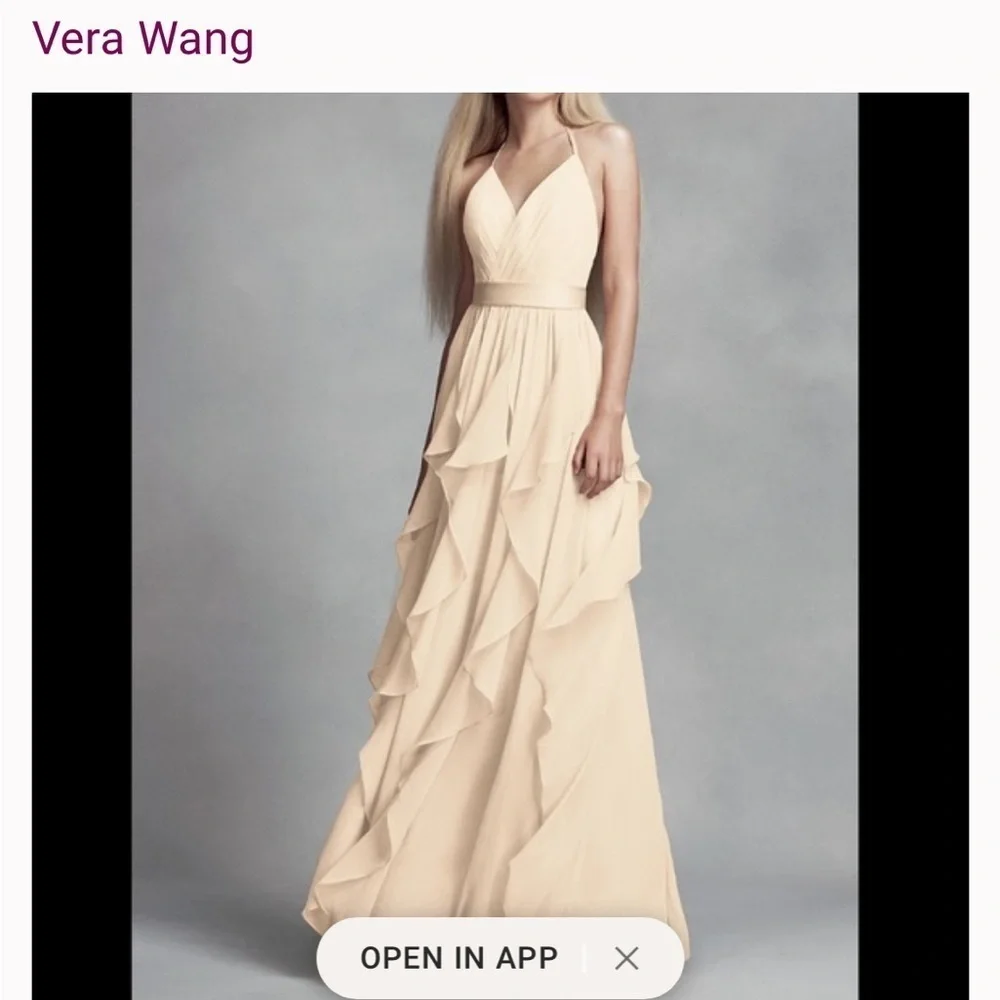 Vera Wang White Chiffon Cascading Skirt Plus-Size Event Maxi Dress Sz 14 - Picture 1 of 12